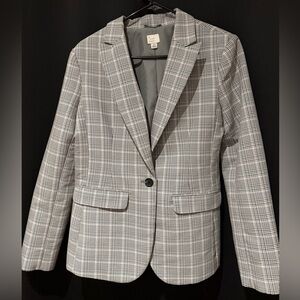 a new day Gray Plaid Single-Button Blazer
